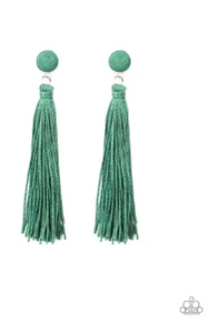 Tightrope Tassel - Green Earrings
