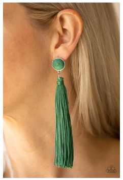Tightrope Tassel - Green Earrings