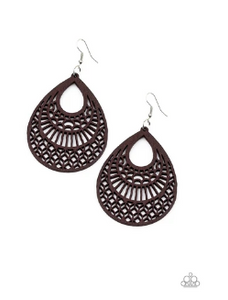 Shoulda Coulda WOODa - Brown Wooden Earrings