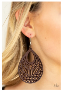 Shoulda Coulda WOODa - Brown Wooden Earrings